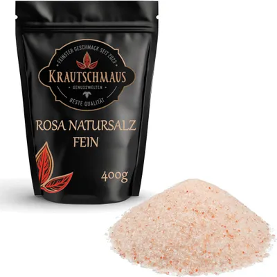 Produktbild von 400g Natursalz rosa, fein, von Krautschmaus, schonend getrocknet, voller Geschmack