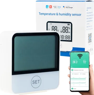 Produktbild von Thermometer Wetterstation Drahtlos Hygrometer Uhr Wifi Tuya