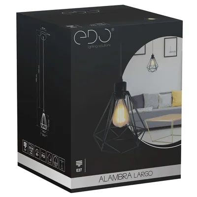 Image de Suspension Plafonnier LOFT ALAMBRA LARGO E27 noir EDO777193 EDO