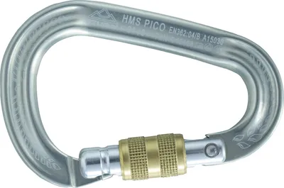 Produktbild von HMS Pico Easylock Karabiner silber | 97 × 65 mm | EN 12275, EN 362, UIAA 121 | Belastbarkeit 21 kN längs, 7 kN offen, 8 kN quer | 20 mm Schnapperöffnung | 60 g leicht | Kletterausrüstung