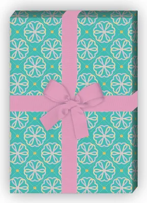 Produktbild von Liebes Geschenkpapier mit Herz Blumen, türkis zum Einpacken - G11513, 32 x 48cm