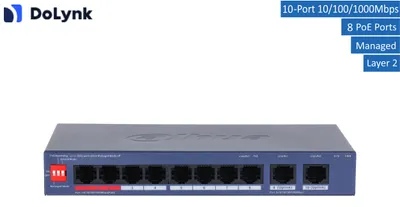 Produktbild von Dahua CS4010-8GT-110-V2 Switch 8 PoE Gigabit Netzwerk- und Videozubehör 10 Port 8xPoE