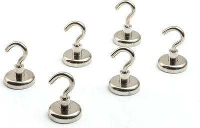 Produktbild von 6x Magnet Haken Neodym Magnethaken 34KG Haftkraft Extra Stark Kühlschrank Tafel
