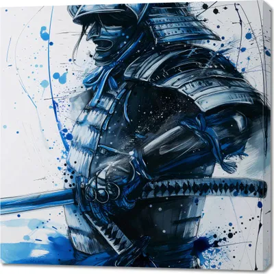 Produktbild von Bild 100x100cm Samurai in Blau