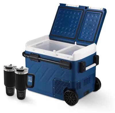Produktbild von Brisby Profi Dual-Zone-Kompressorkühler 49,1 Liter - 12 V und 230 V - Für Auto, Boot und Camping Inklusive 2 Thermobecher