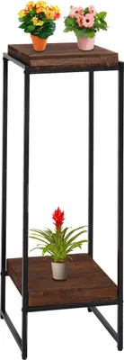 Immagine prodotto di Tavolo da fiori HWC-K71, scaffale per fiori, scaffale per piante, metallo MDF  MVG ~ marrone scuro, 101 cm