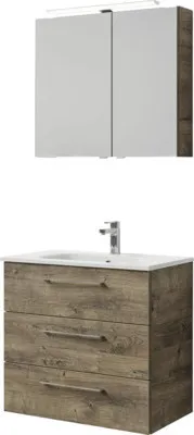 Produktbild von Pelipal Badmöbel-Set Sunline 121 BxHxT 81 x 200 x 46 cm Frontfarbe Eiche ribbeck mit Mineralguss-Waschtisch, Waschtischu
