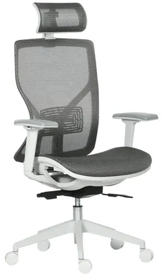 Produktbild von Ergonomischer Bürostuhl Grau Mesh Schreibtischstuhl Ergonomisch mit Kopfstütze 3D-Armlehnen Höhenverstellbar Gamingstuhl Drehstuhl Computerstuhl Netzstoff 120kg