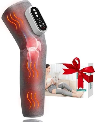 Productafbeelding van Draadloze Been Massager - Luchtcompressie Therapie - Spierontspanning Bevorderen - Verwarmend Kniegedeelte - 19 x 14 x 10 cm - Grijs