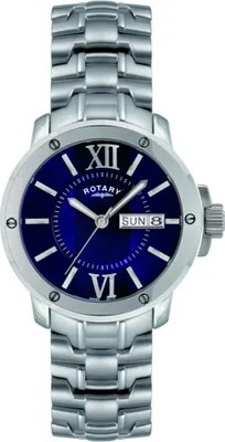 Produktbild von Rotary Herrenuhr Quarz Edelstahl Zifferblatt römisch Wochentag/Datum GB02829/05