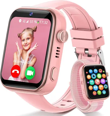 Produktbild von JoJoego 4G Kinder Smartwatch mit Videoanruf, GPS, SOS, IP68 wasserdicht, WiFi, Schulmodus, Schrittzähler und Sprachchat