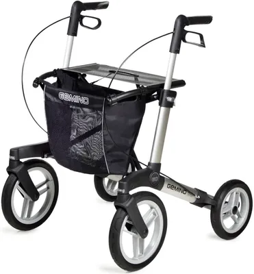 Produktbild von Outdoor-Rollator Gemino 60M mit Softbereifung und großen Rädern sowie Tasche, nur 8,2 kg, leicht faltbar, ideal für das Gelände - empfohlene Körpergröße: 135 - 170 cm