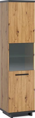 Produktbild von Bettso Moderne Vitrine NESI 50 / schwarz matt/ Eiche artisan+ Eiche artisan