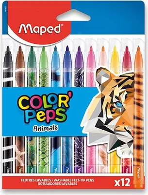 Produktbild von Maped Fasermaler COLOR'PEPS Animals 12er Kartonetui