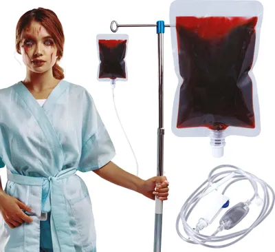 Immagine prodotto di Halloween Blood Bag Costume Party Decoration Haunted Hospital Vampire Horror Accessories Scary Realism, Colore: Red
