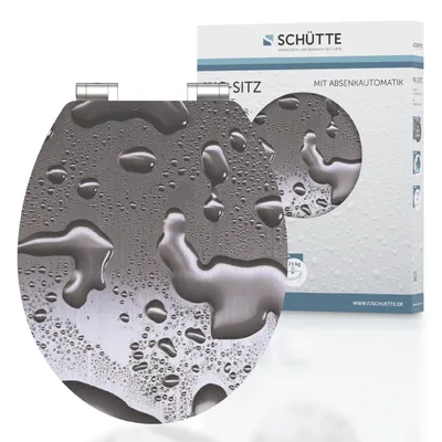Immagine prodotto di SCHÜTTE Sedile per WC GRIGIO ACCIAIO Alto lucido con anima in legno in MDF, sedile per WC lucido con chiusura morbida, sedile per WC
