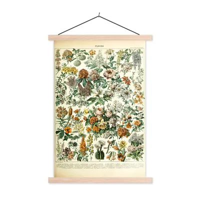 Produktbild von MuchoWow® Textilposter Blumen - Orange - Gelb 120x180 cm mit holzfarbenen Rahmen - Textil-Plakat