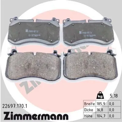 Produktbild von ZIMMERMANN Bremsbeläge Satz Vorne Bremsklötze passend für MERCEDES-BENZ GLE (W167) 22697.170.1