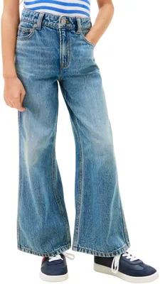 Immagine prodotto di Jeans da bambina Tommy Hilfiger, modello Mabel, gamba ampia, vita alta, colore blu ( medio)