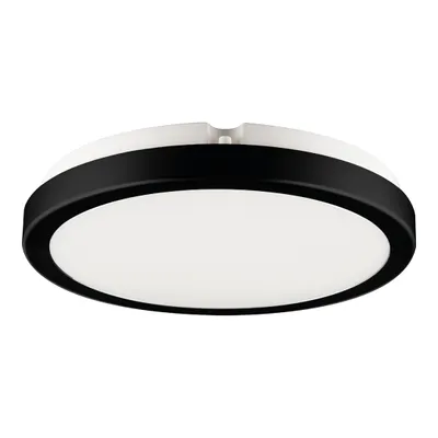 A round ceiling light with a black rim and a white diffuser, shown from a slightly elevated angle against a white background.