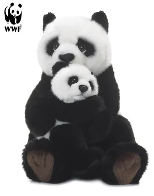 Zdjęcie produktu dla Pluszowa zabawka WWF panda matka z dzieckiem (28 cm) realistyczna miękka zabawka do przytulania