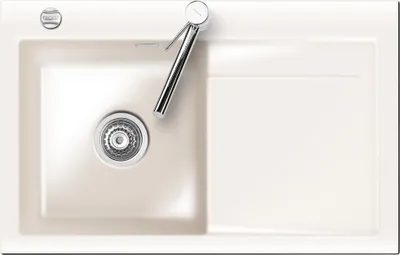 Produktbild von Spüle KeraDomo STEMA 80 in MAGNOLIE Becken links mit Excenterbedienung