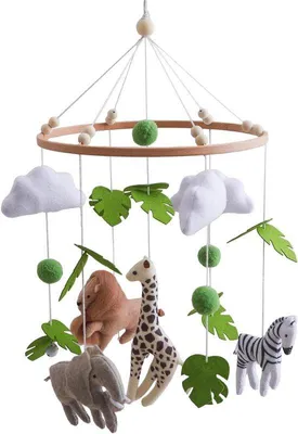 Productafbeelding van Wiegmobiel Dieren - Baby Mobiel - Visuele Stimulatie - Zacht Vilten Speelgoed - 45x23 cm - Niet gespecificeerd
