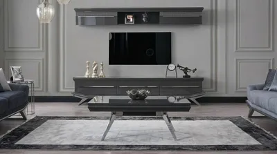Image de Table basse, partie inférieure, partie supérieure, salon, style moderne, couleur grise, neuve