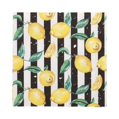 Produktbild von 200 Papstar Servietten, 3-lagig 1/4-Falz 33 cm x 33 cm Citrus Lines 89723