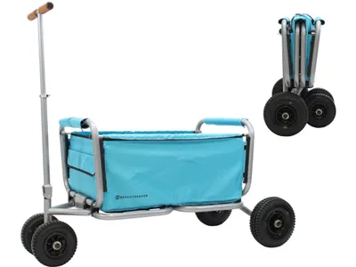 Produktbild von Beachtrekker faltbarer Bollerwagen Life mit integrierter Feststellbremse Himmelblau und Luftreifen