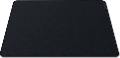 A black gaming mousepad is shown from a slightly elevated angle against a white background.