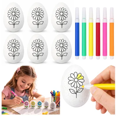 Produktbild von Oster-Styropor-Eier für Malmarker, Blumenmuster, D, 6 Stück