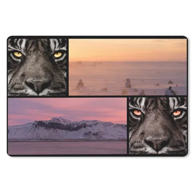 Produktbild von MuchoWow® Mauspad Mousepad Tiger - Collage - Natur - Sonnenuntergang 27x18 cm - Mousepads - Maus Mat - Pad - Mausunterlage - Büroartikel - Desk Matten
