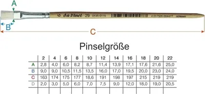 da Vinci 29 Gr 2 BORSTPINSEL FLACH kurze rohe Stiele