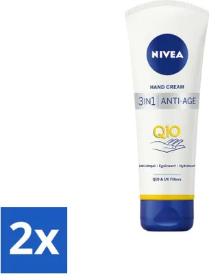 Produktbild von NIVEA - Handcreme - 3-in-1 Q10 Anti-Aging - Anti-Falten - Gleicht aus - Spendet Feuchtigkeit - 100 ml - Vorteilspack - 2 Stücke