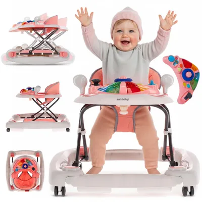 Produktbild von Sun Baby Lauflernhilfe Lauflernwagen mit Lenker Gehfrei Baby ab 6 Monaten BabyWalker Rosa