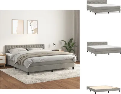 Immagine prodotto di vidaXL Letto a molle con materasso grigio chiaro 180x200 cm in velluto - Letti e strutture letto