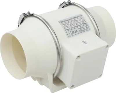 Produktbild von Rohrventilator - Inline Abluftventilator - Durchmesser 100 mm - EC-Motor - Luftleistung 220 m³/h - Drehzahl 2600 U/min - Spannung 220 V - Weiß