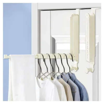 Produktbild von 2 Türhaken zum Einhängen, klappbare Türgarderobe, ausziehbare Kleiderhaken in Weiß
