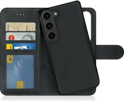 Produktbild von MyGadget Flip Case Handyhülle für Samsung Galaxy S23 - Magnetische Hülle aus Kunstleder Klapphülle - Kartenfach Schutzhülle in Grau Schwarz