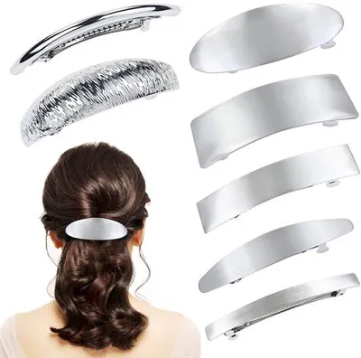 Image de Pinces à cheveux simples argentées, lot de 7