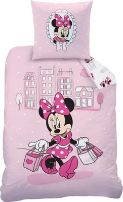 Produktbild von Disney Minnie Mouse Bettbezug, Shopping – 140 x 200 cm + 1 x 63 x 63 cm – Baumwolle