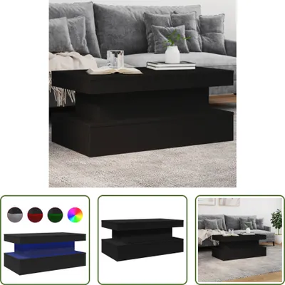 Zdjęcie produktu dla The Living Store Stolik kawowy z oświetleniem LED czarny 90x50x40 cm