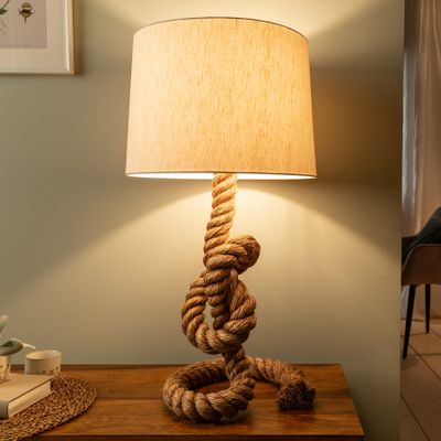 riess-ambiente Maritime Stehlampe SEVEN SEAS 80cm Seil-Tischleuchte Leinenschirm Stehleuchte Lampe Leuchte