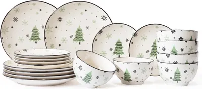 Produktbild von Cookinglife Weihnachtsgeschirr - Keramik - Grün 18-teilig