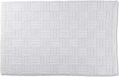 Imagen del producto de Unyqoos® Alfombrilla de baño, 80 x 50 cm – 100% algodón, extra suave y absorbente, color blanco, base antideslizante, apta para suelos con calefacción