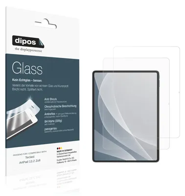 Produktbild von 2x Schutzfolie für Teclast ArtPad 13.2 Zoll matt - Anti-Shock 9H Folie dipos Glass Kunststoffglas