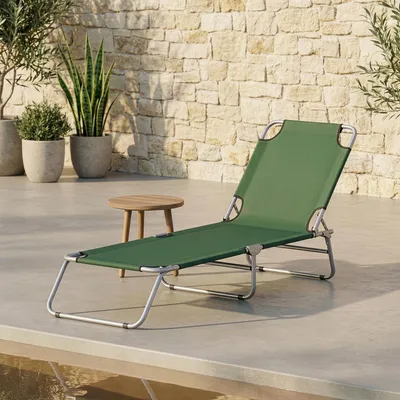 Produktbild von Sonnenliege ‘Carcao’ verstellbare Lehne klappbar Stahlgestell 186 x 55 x 24 cm Dunkelgrün