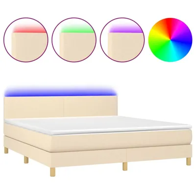 Produktbild von Boxspringbett mit Matratze & LED Creme 180x200 cm Stoff
