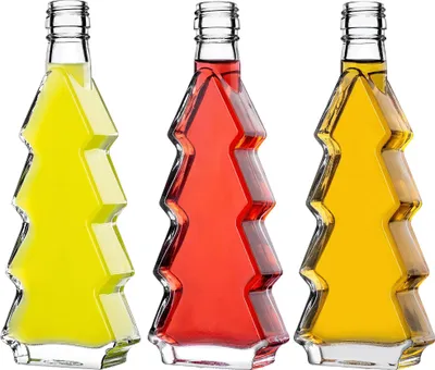 Image de Bouteille en verre en forme de sapin de Noël - Bouteille - Contenance 200 ml - e FCM - Bouchon à vis - Lot de 10 - Or